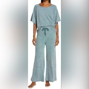 Honeydew Lounge Lover Top Wide Leg Pants Set Laurel Green Knit Size M NWT